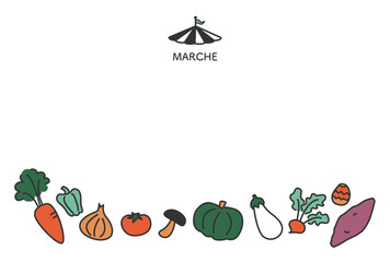 野菜　マルシェ　市場　ポストカードデザイン