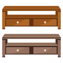 Set of two wooden tables of different shades. Vector illustration on the theme of furniture.