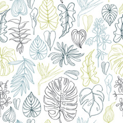 Tropical plants. Vector pattern