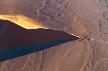 Desert natural scenery, landforms in arid areas. Desert scenery in Namibia, Africa.