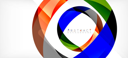 Geometric abstract background. Circle created with overlapping color shapes. Vector Illustration For Wallpaper, Banner, Background, Landing Page