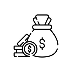 cash collection vector outline icon style illustration. EPS 10 File