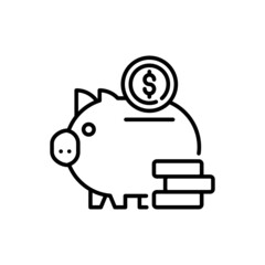 money savings vector outline icon style illustration. EPS 10 File