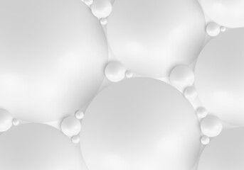 3D realistic white organic spheres ball pattern background