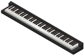 アイソメトリック, 88鍵ピアノの鍵盤のベクターイラスト 