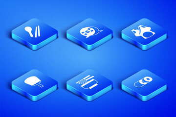 Set Sushi, Food chopsticks, Ramen, Korean hand fan, South flag and Kimono icon. Vector