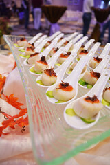 buffet party catering with lo hei yu sheng, asian and western cuisine, canapé and butler, dessert and drink halal menu for Chinese new year decoration celebrate fine dining at luxury hotel restaurant