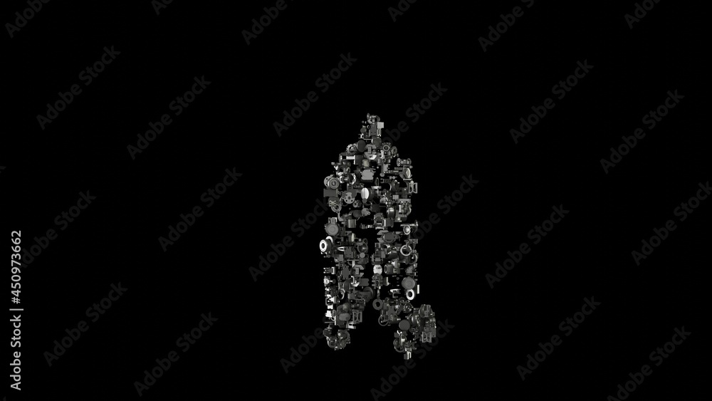 Aufkleber 3d rendering mechanical parts in shape of symbol of compass isolated on black background