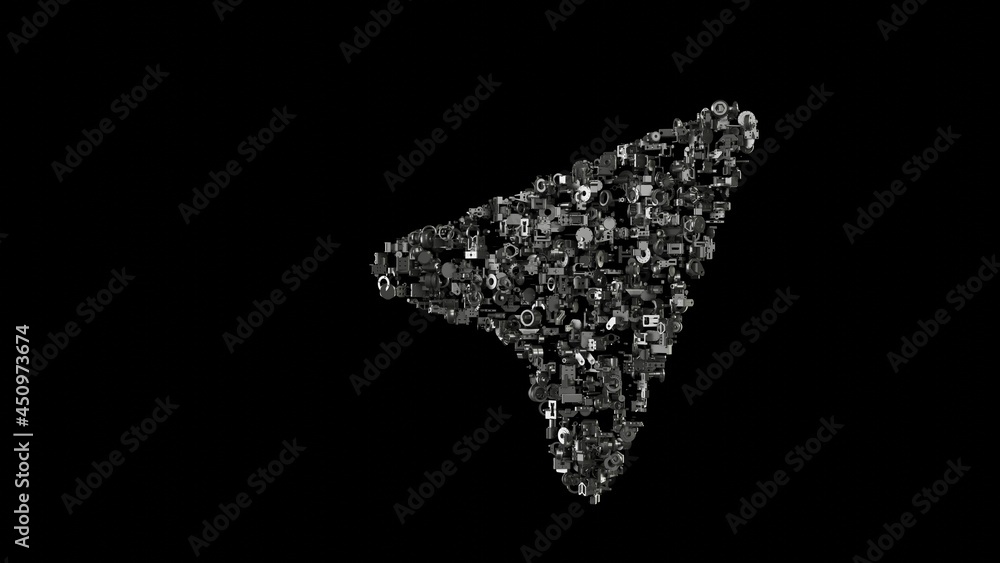 Aufkleber 3d rendering mechanical parts in shape of symbol of compass isolated on black background