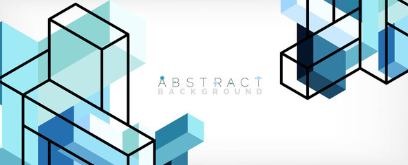 Abstract background. 3d cubes, cubic elements and blocks. Techno or business concept for wallpaper, banner, background, landing page