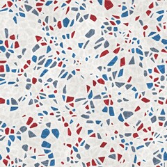 Seamless terrazzo pattern for surface design and print. High quality confetti illustration. Trendy rock and mineral composite mosaic composition in repeat. Textile print in light colors.