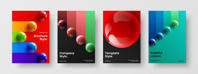Modern poster A4 design vector illustration collection. Isolated realistic balls cover concept composition.