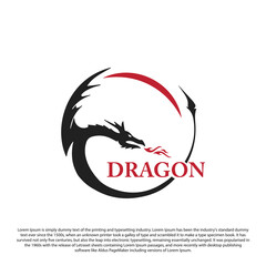 creative  dragon circle logo design vector illustration