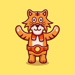 cute tiger wins boxing match