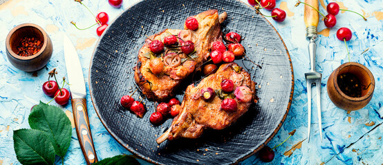 Meat pork in cherry sauce