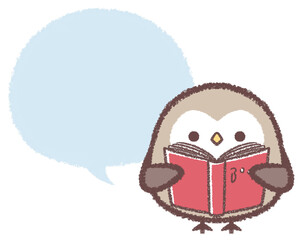 本を読むフクロウとフキダシ