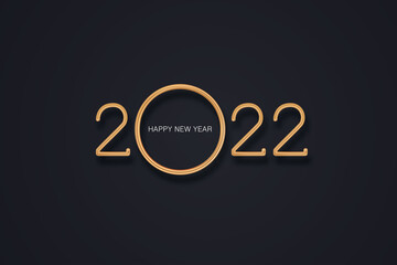 Happy new year 2022 realistic gold metal on the background Vector