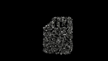 3d rendering mechanical parts in shape of symbol of interface isolated on black background