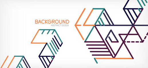 Abstract background. Color lines on white background. Linear abstract composition. Techno or business concept for wallpaper, banner, background, landing page