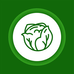 Cabbage color button icon. Healthy, organic food.