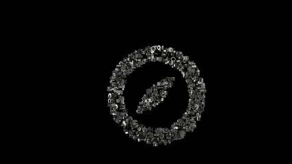 3d rendering mechanical parts in shape of symbol of location isolated on black background