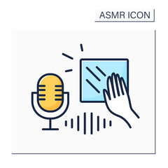 ASMR color icon. Scratching objects and recording on high-frequency microphone. Internet trend concept. Isolated vector illustration