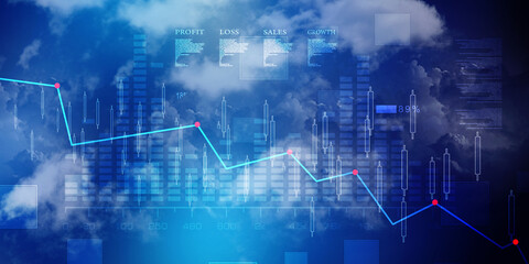2d rendering Stock market online business concept. business Graph 
