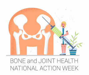 Bone and joint health national action week concept vector. Rheumatoid arthritis.