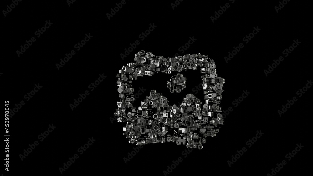 Aufkleber 3d rendering mechanical parts in shape of symbol of picture isolated on black background