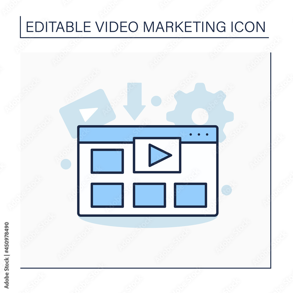 Poster video template line icon. sample video, frame work. creators customise and make their own content.vi