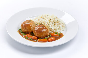 meatballs with rice and vegetables