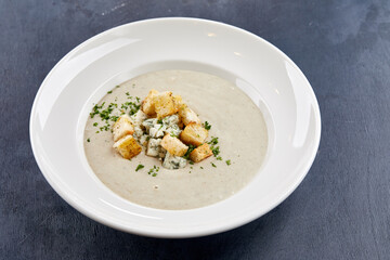 cream soup on the black background