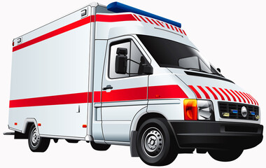 realistic ambulance isolated on a white background