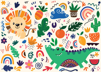 Obraz premium cute hand drawn doodle . illustration of Doodle cute for design elements. 