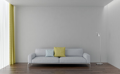 Fototapeta na wymiar Illustration 3D rendering large luxury modern bright interiors Living room mockup computer digitally generated image