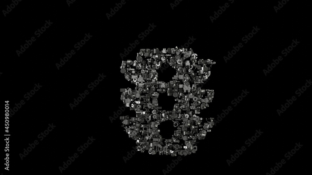 Aufkleber 3d rendering mechanical parts in shape of symbol of traffic light isolated on black background
