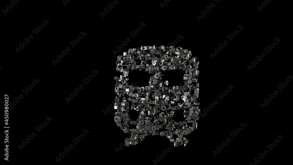 Aufkleber 3d rendering mechanical parts in shape of symbol of train isolated on black background