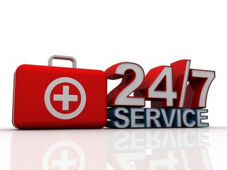 3d illustration 24H hospital service
