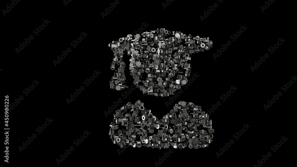 Aufkleber 3d rendering mechanical parts in shape of symbol of user graduate isolated on black background