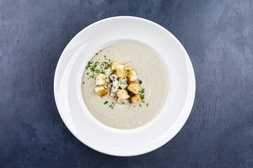 cream soup on the black background