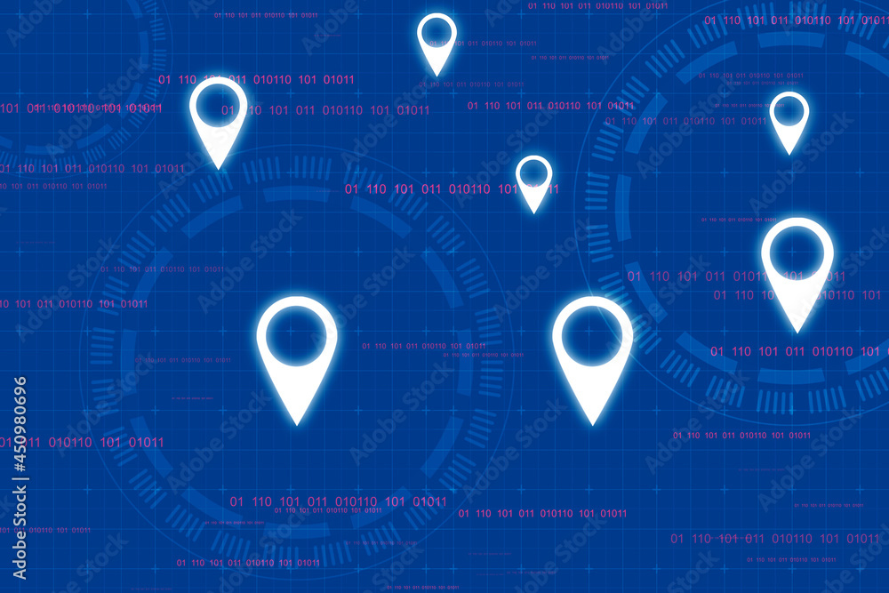 Poster 2d rendering red map pointer