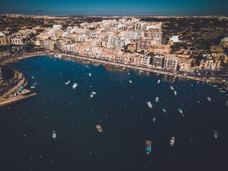Marsascala Harbor by drone in Marsascala, Malta