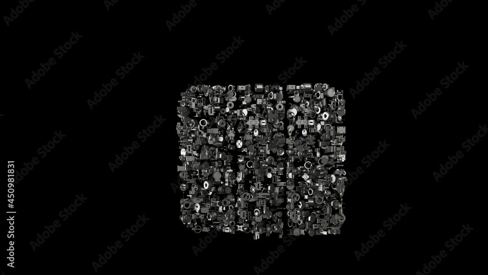 Poster 3d rendering mechanical parts in shape of symbol of france isolated on black background