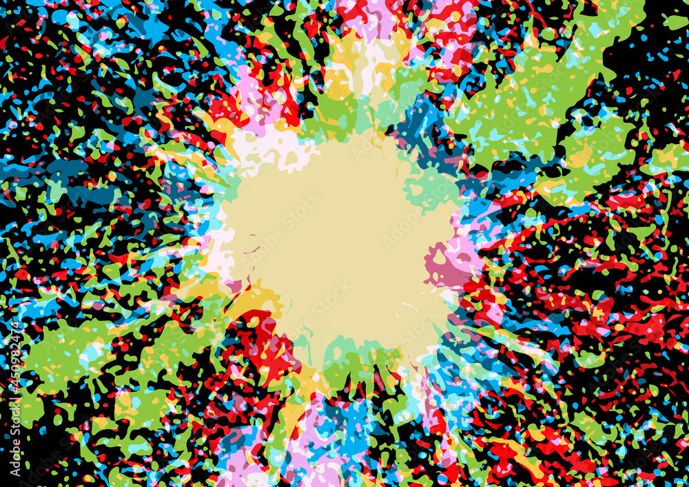 Aufkleber abstract vector splatter multicolor on black color background design. illustration vector design.