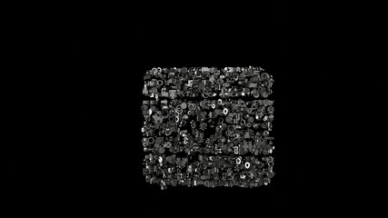 3d rendering mechanical parts in shape of symbol of Iran isolated on black background