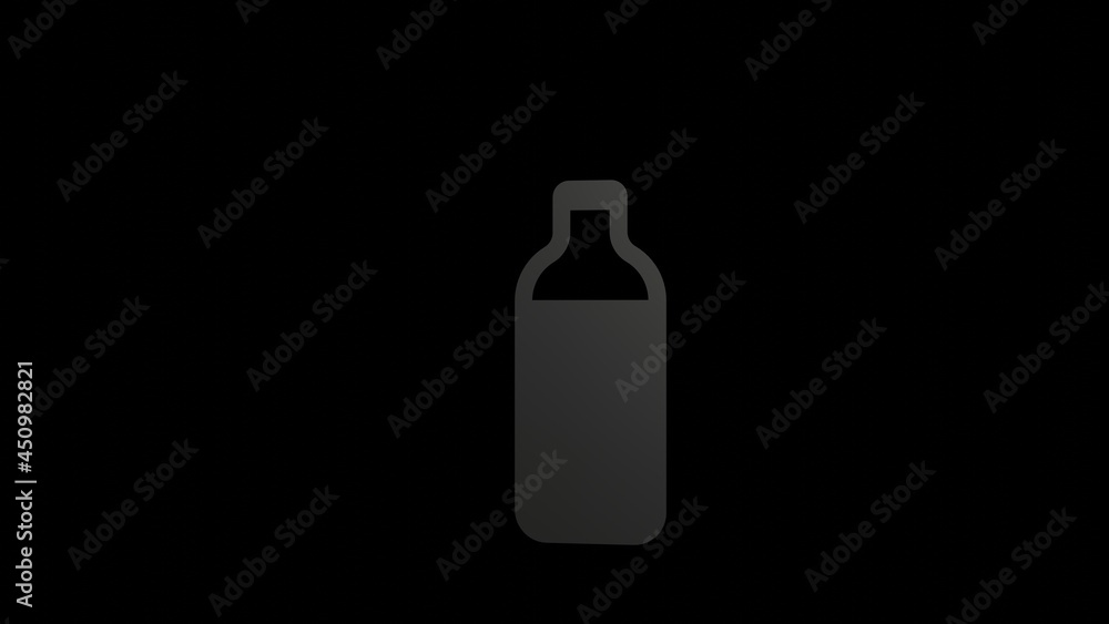 Poster 3d rendering mechanical parts in shape of symbol of milk isolated on black background