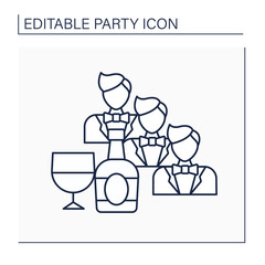 Bachelor party line icon. Party for man who is going to get married. Only male friends invited. Stag weekend, buck night. Celebration concept. Isolated vector illustration. Editable stroke