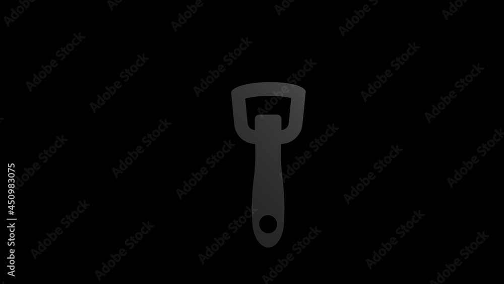 Poster 3d rendering mechanical parts in shape of symbol of peeler isolated on black background