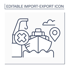 Free alongside ship line icon. Seller arranges for goods purchased to be delivered next to a particular vessel. Import and export concept. Isolated vector illustration. Editable stroke