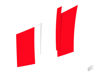 Peru flag in an abstract ripped design. Modern design of the Peru flag.